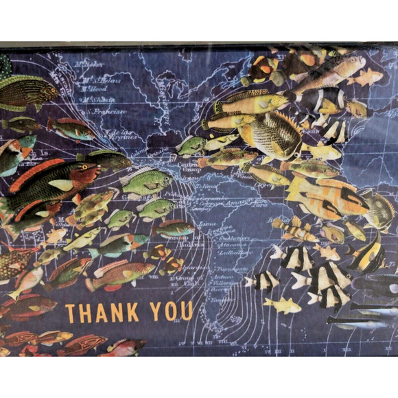 Galison Luxe Thank You Note Cards NIB Ocean LIfe Wendy Gold 10 Cards w/ Foil NEW - Picture 2 of 4